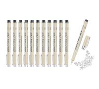 sourcing map 12Pcs Fineliner Ink Pens, 0.2mm Black Micro Pens with Waterproof Archival Ink for Watercolor Sketching Cartoon Technical Drawing