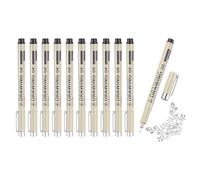 sourcing map 12Pcs Fineliner Ink Pens, 0.4mm Black Micro Pens with Waterproof Archival Ink for Watercolor Sketching Cartoon Technical Drawing
