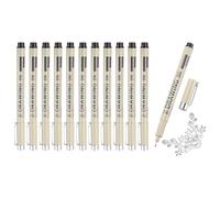 sourcing map 12Pcs Fineliner Ink Pens, 0.5mm Black Micro Pens with Waterproof Archival Ink for Watercolor Sketching Cartoon Technical Drawing