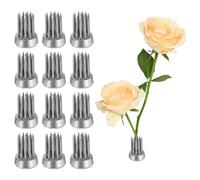 sourcing map 12pcs Flower Frog, Round Stainless Floral Frogs, Flower Arranger Fixed Tool Pin Frog for Flower Arrangement Vase, Fixation and Decoration (Silver, 0.6inch)