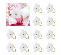 sourcing map 12Pcs Flower Napkin Rings, Alloy Floral Serviette Buckles Holders for Dining Table Decorations Wedding Birthday Holiday Party, White