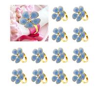 sourcing map 12Pcs Flower Napkin Rings, Alloy Floral Serviette Buckles Holders for Dining Table Decorations Wedding Birthday Party, Blue