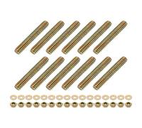 sourcing map 12Pcs Fully Threaded Rod, 1/4" UNC x 1-1/2" Length Zinc-Plated Carbon Steel Fully Threaded Studs with Nuts and Washers for Clamps, Hangers and U-Bolts, Color Zinc