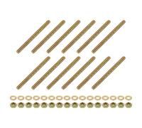 sourcing map 12Pcs Fully Threaded Rod, 5/16" UNC x 3-3/4" Length Zinc-Plated Carbon Steel Fully Threaded Studs with Nuts and Washers for Clamps, Hangers and U-Bolts, Color Zinc