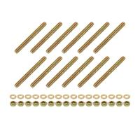 sourcing map 12Pcs Fully Threaded Rod, 5/16" UNC x 3" Length Zinc-Plated Carbon Steel Fully Threaded Studs with Nuts and Washers for Clamps, Hangers and U-Bolts, Color Zinc