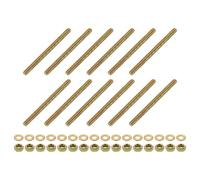 sourcing map 12Pcs Fully Threaded Rod, 5/16" UNC x 4" Length Zinc-Plated Carbon Steel Fully Threaded Studs with Nuts and Washers for Clamps, Hangers and U-Bolts, Color Zinc