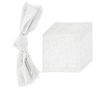 sourcing map 12Pcs Handmade Cloth Napkins, 16.5x16.5 Inch Cotton Napkins with Fringe Square Rustic Table Napkin for Wedding Party Dinner Table Decor Bridal Shower, White