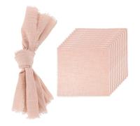 sourcing map 12Pcs Handmade Cloth Napkins, 16.5x16.5 Inch Cotton Napkins with Fringe Square Rustic Table Napkin for Wedding Party Dinner Table Decor Bridal Shower, Pink
