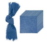 sourcing map 12Pcs Handmade Cloth Napkins, 16.5x16.5 Inch Cotton Napkins with Fringe Square Rustic Table Napkin for Wedding Party Dinner Table Decor Bridal Shower, Navy Blue