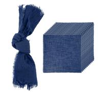 sourcing map 12Pcs Handmade Cloth Napkins, 16.5x16.5 Inch Cotton Napkins with Fringe Square Rustic Table Napkin for Wedding Party Dinner Table Decor Bridal Shower, Dark Blue