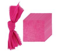 sourcing map 12Pcs Handmade Cloth Napkins, 16.5x16.5 Inch Cotton Napkins with Fringe Square Rustic Table Napkin for Wedding Party Dinner Table Decor Bridal Shower, Rose Red