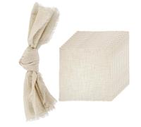 sourcing map 12Pcs Handmade Cloth Napkins, 16.5x16.5 Inch Cotton Napkins with Fringe Square Rustic Table Napkin for Wedding Party Dinner Table Decor Bridal Shower, Beige