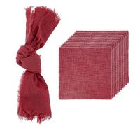 sourcing map 12Pcs Handmade Cloth Napkins, 16.5x16.5 Inch Cotton Napkins with Fringe Square Rustic Table Napkin for Wedding Party Dinner Table Decor Bridal Shower, Wine Red