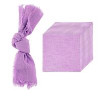 sourcing map 12Pcs Handmade Cloth Napkins, 16.5x16.5 Inch Cotton Napkins with Fringe Square Rustic Table Napkin for Wedding Party Dinner Table Decor Bridal Shower, Purple