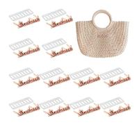 sourcing map 12PCS Handmade Metal Labels, Rectangle Crochet Tags Signs with Shim, Alloy Sewing Labels for DIY Crafts, Sewing Items, Purses, Bags, Shoes Accessories, Rose Gold