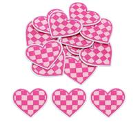 sourcing map 12Pcs Heart Iron on Patches Heart Embroidered Patches Applique Sew on Patches for DIY Crafts Clothing Repairing Bag Hat Decoration,Pink and Light Pink