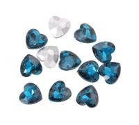 sourcing map 12Pcs Heart Rhinestones, 10mm Pointed Back Heart Glass Rhinestone Gems Crystal for Jewelry Making Costume DIY Crafts, Teal Blue