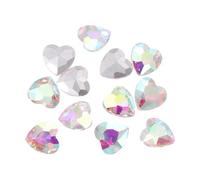 sourcing map 12Pcs Heart Rhinestones, 10mm Pointed Back Heart Glass Rhinestone Gems Crystal for Jewelry Making Costume DIY Crafts, Ab Color