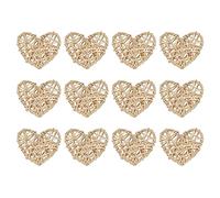 sourcing map 12Pcs Heart Shaped Rattan Ball Vase Filler Natural Rattan for Valentine's Day Decoration Wedding Home Decoration Original Wood 2.36 in