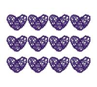 sourcing map 12Pcs Heart Shaped Rattan Ball Vase Filler Natural Rattan for Valentine's Day Decoration Wedding Home Decoration Dark Purple 2.36 in