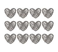 sourcing map 12Pcs Heart Shaped Rattan Ball Vase Filler Natural Rattan for Valentine's Day Decoration Wedding Home Decoration Light Grey 2.36 in
