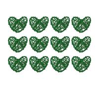 sourcing map 12Pcs Heart Shaped Rattan Ball Vase Filler Natural Rattan for Valentine's Day Decoration Wedding Home Decoration Dark Green 2 in