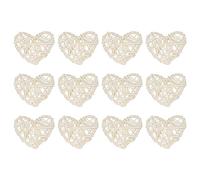 sourcing map 12Pcs Heart Shaped Rattan Ball Vase Filler Natural Rattan for Valentine's Day Decoration Wedding Home Decoration White 2.36 in
