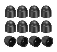 sourcing map 12Pcs Hex Nut Cover, M12x18x23mm Plastic Dome Nut Protection Cap Hex Screws Bolt Covers for Indoor Outdoor Furniture Automotive Bolts Decoration, Black