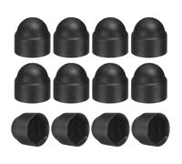 sourcing map 12Pcs Hex Nut Cover, M3x6x9mm Plastic Dome Nut Protection Cap Hex Screws Bolt Covers for Indoor Outdoor Furniture Automotive Bolts Decoration, Black