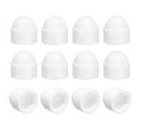 sourcing map 12Pcs Hex Nut Cover, M4x7x9mm Plastic Dome Nut Protection Cap Hex Screws Bolt Covers for Indoor Outdoor Furniture Automotive Bolts Decoration, White