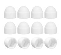 sourcing map 12Pcs Hex Nut Cover, M5x8x10mm Plastic Dome Nut Protection Cap Hex Screws Bolt Covers for Indoor Outdoor Furniture Automotive Bolts Decoration, White