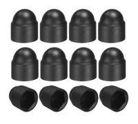 sourcing map 12Pcs Hex Nut Cover, M6x10x14mm Plastic Dome Nut Protection Cap Hex Screws Bolt Covers for Indoor Outdoor Furniture Automotive Bolts Decoration, Black