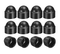sourcing map 12Pcs Hex Nut Cover, M8x13x17.5mm Plastic Dome Nut Protection Cap Hex Screws Bolt Covers for Indoor Outdoor Furniture Automotive Bolts Decoration, Black