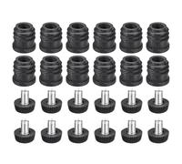 sourcing map 12Pcs Inserts for Round Tubes with Leveling Feet, for 16mm/0.63" OD Round Tube, M6-1.0mm Thread Black Plastic Furniture Chair Blanking End Caps Insert Plugs