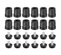 sourcing map 12Pcs Inserts for Round Tubes with Leveling Feet, for 19mm/0.75" OD Round Tube, M6-1.0mm Thread Black Plastic Furniture Chair Blanking End Caps Insert Plugs
