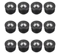 sourcing map 12Pcs Inserts for Round Tubes with M8 Thread, for 22mm/0.87" OD Round Tube, Round Black Plastic Plug Caster Insert Chair End Caps Furniture Leg Plug