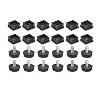 sourcing map 12Pcs Inserts for Square Tubes with Leveling Feet, for 1.18"x1.18" OD Square Tube, M8-1.25mm Thread Black Plastic Furniture Chair Blanking End Caps Insert Plugs