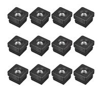 sourcing map 12Pcs Inserts for Square Tubes with M10 Thread, for 1.26"x1.26" OD Square Tube, Square Black Plastic Plug Caster Insert Chair End Caps Furniture Leg Plug