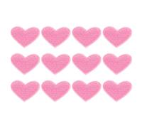 sourcing map 12Pcs Iron on Heart Patches, Sew on Small Heart Embroidered Patches, Decorative Repair Patch Applique for DIY Crafts Backpacks Bags Hats Clothes, 25mm Pink