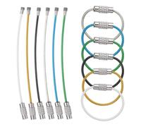 sourcing map 12pcs Keychain Loop, 3.15 Inch Stainless Steel Wire Rings Key Ring Loop Holder Wire Keychain Cable for Hanging Luggage Tag Keys ID Tag, Black/Gold/Silver/White/Blue/Green