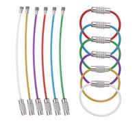 sourcing map 12pcs Keychain Loop, 3.15 Inch Stainless Steel Wire Rings Key Ring Loop Holder Wire Keychain Cable for Hanging Luggage Tag Keys ID Tag, Purple/White/Gold/Red/Green/Blue