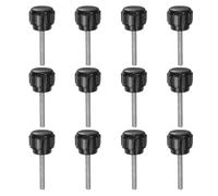 sourcing map 12pcs Knurled Clamping Knobs M3 x 20mm Metric Zinc Plated Carbon Steel Male Thread Thumb Screw on Type 14mm Plastic Round Head Threaded Hand Bolt Stud Knobs Black