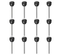 sourcing map 12pcs Knurled Clamping Knobs M3 x 40mm Metric 304 Stainless Steel Male Thread Thumb Screw on Type 14mm Plastic Round Head Threaded Hand Bolt Stud Knobs Black