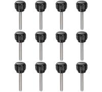 sourcing map 12pcs Knurled Clamping Knobs M4 x 25mm Metric 304 Stainless Steel Male Thread Thumb Screw on Type 14mm Plastic Round Head Threaded Hand Bolt Stud Knobs Black