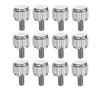 sourcing map 12pcs Knurled Thumb Screws M2.5x5mm Stainless Steel Locking Screws Round Flat Head Knob Bolts for Slide Caliper Measuring Tool Accessories, Silver
