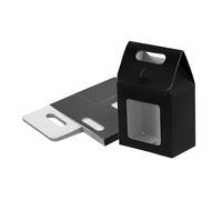 sourcing map 12Pcs Kraft Paper Bags, Gift Boxes with Clear Window and Handle, Stand Up Favor Treat Boxes for Candy, Cookies, Party Store, Packaging, Wedding, Black