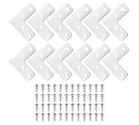 sourcing map 12Pcs l Shape Flat Bracket, 1.57" x 1.57" Metal Flat Corner Bracket Right Angle Corner Brace Mending Plate with Screws for Wood Frame Furniture Fixing Joining, Silver