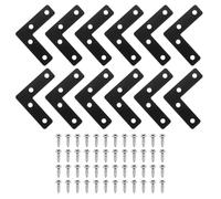 sourcing map 12Pcs l Shape Flat Bracket, 1.97" x 1.97" Metal Flat Corner Bracket Right Angle Corner Brace Mending Plate with Screws for Wood Frame Furniture Fixing Joining, Black