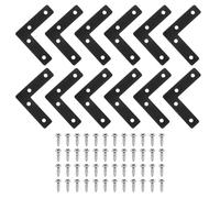 sourcing map 12Pcs l Shape Flat Bracket, 2.36" x 2.36" Metal Flat Corner Bracket Right Angle Corner Brace Mending Plate with Screws for Wood Frame Furniture Fixing Joining, Black