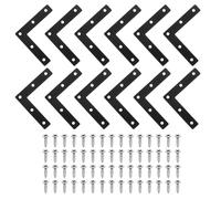 sourcing map 12Pcs l Shape Flat Bracket, 3.15" x 3.15" Metal Flat Corner Bracket Right Angle Corner Brace Mending Plate with Screws for Wood Frame Furniture Fixing Joining, Black